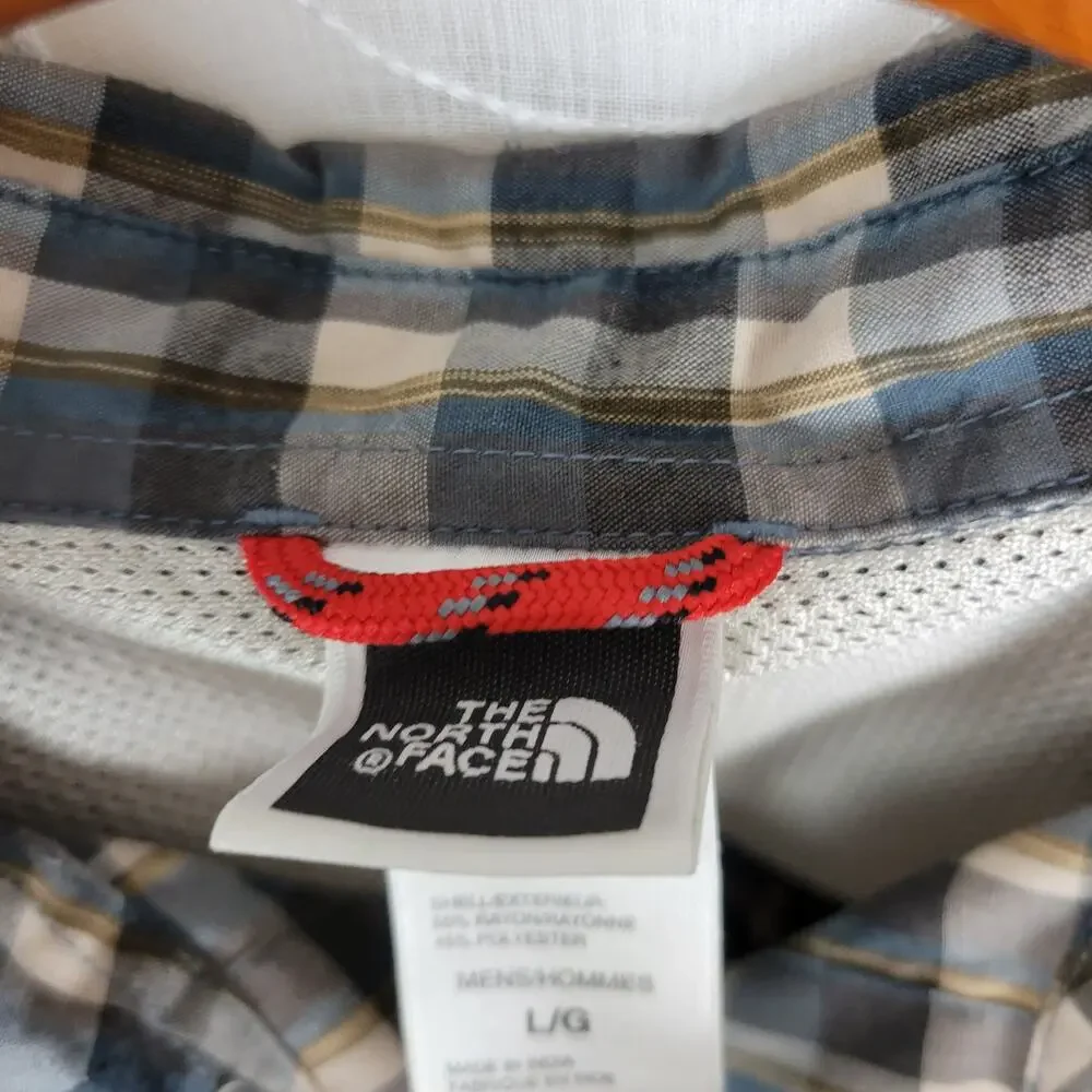 The North Face Camp‎ Shirt Mens Large Brown Tan Plaid Short Sleeve Button Up